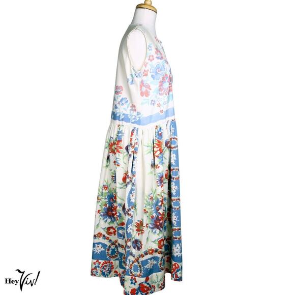 Vintage Kitsch'n Couture Dress Made from Vintage Cotton Tablecloth Sz L -Hey Viv - Picture 3 of 9
